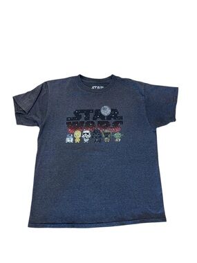 Star Wars Kids Dark Blue Pixel Character Graphic Tee